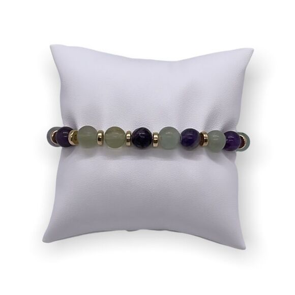 NWT Wool + Pepper Co. Amethyst Hues & Gold Beaded Bracelet - Picture 1 of 3